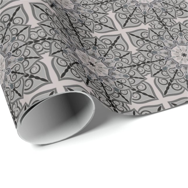 Gray Mandala Geschenkpapier (Rolleneckpunkt)