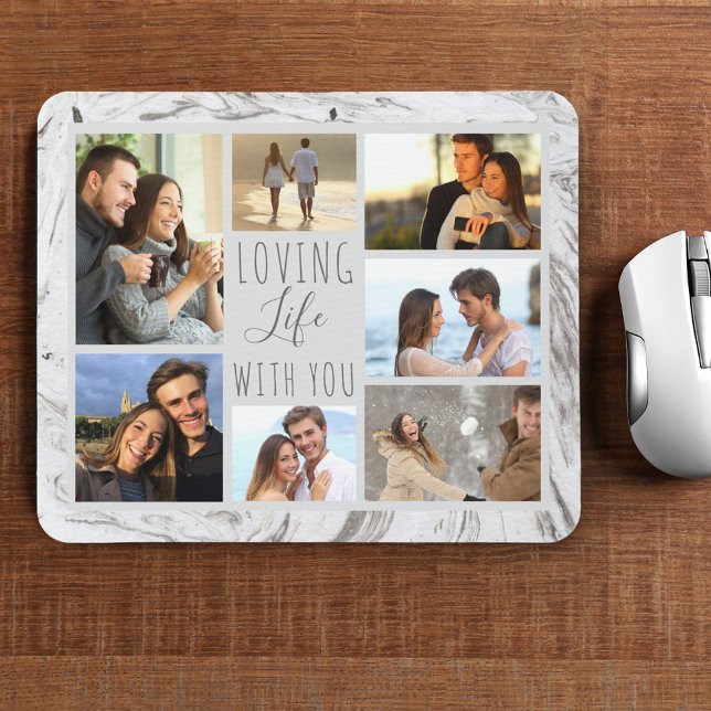 Gray Marble 7 Foto Collage - Love Life with you Mousepad (Von Creator hochgeladen)