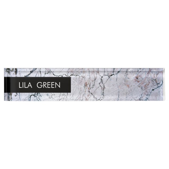Gray Marble Moderner Name Elegante Trendy Business Namensplakette (Vorderseite)