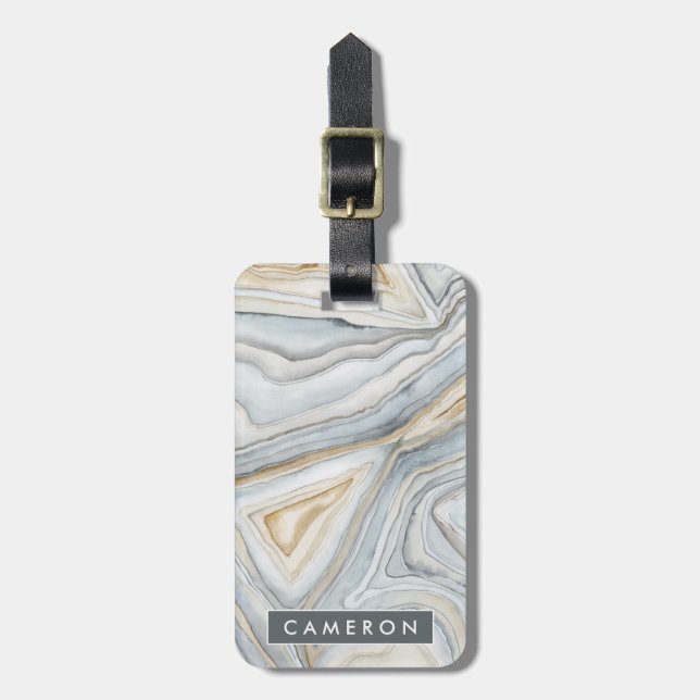 Gray Marbled Abstract Design Gepäckanhänger (Vorderseite vertikal)