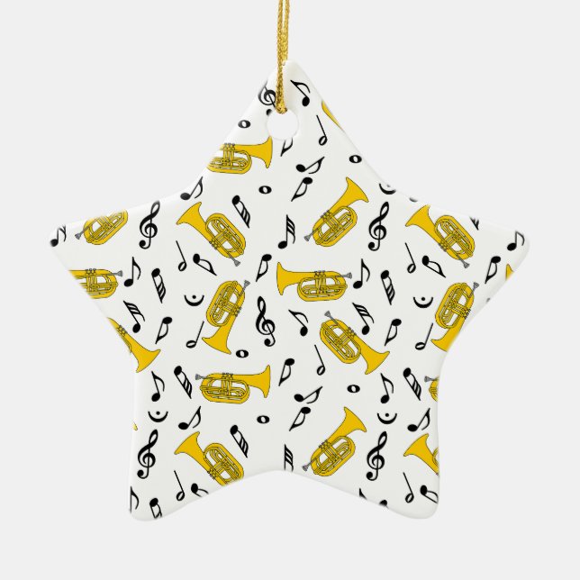 Gray Marching Baritone Musiknotens Keramik Ornament (Vorne)