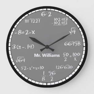 Gray Math Equations Custom Large Clock Große Wanduhr