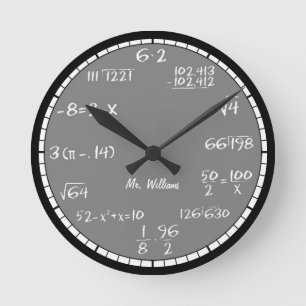 Gray Math Gleichungen benutzerdefinierte große Uh Runde Wanduhr