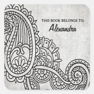 Gray Mehndi Motif Buchzeichen Stickers