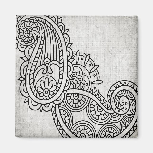 Gray Mehndi Motif Magnet (Vorne)
