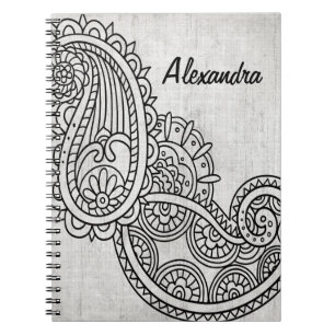 Gray Mehndi Motif Notebook Notizblock