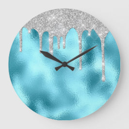 Gray Metal Spark Glitzer Tropfen Ocean Glitzer Große Wanduhr