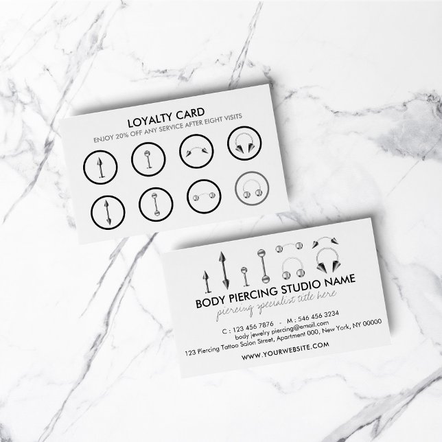 Gray Metallic Black Body Piercing Treuekarte (Grey Metallic Black Body Piercing Loyalty Card)