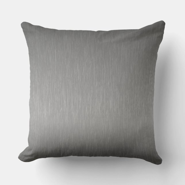 Gray Metallic Bürste Aluminium Look Kissen (Vorderseite)