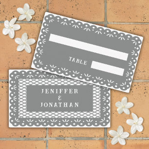 GRAY MEXICAN PAPEL PICADO Platzkarte