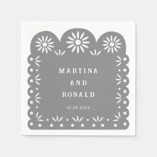 GRAY MEXICAN PAPEL PICADO SERVIETTE