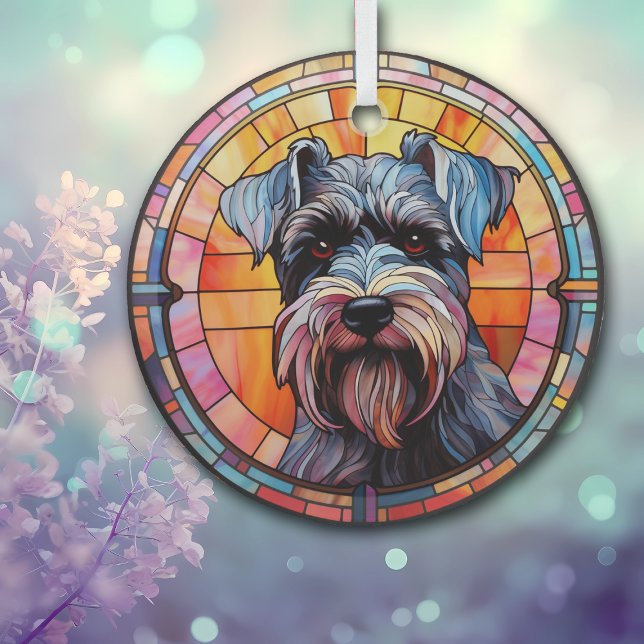 Gray Miniature Schnauzer Dog erhalten Ornament Aus Glas (Von Creator hochgeladen)