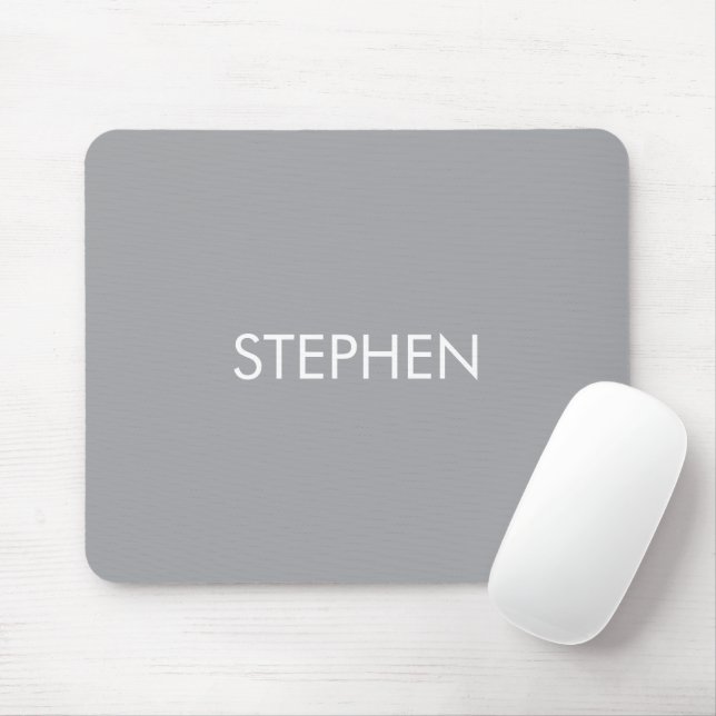 Gray minimalist custom name  mousepad (Mit Mouse)