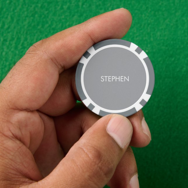 Gray minimalist custom name  pokerchips (Hand)