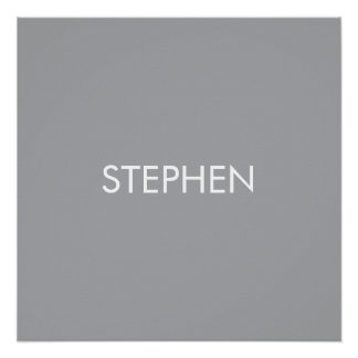 Gray minimalist custom name poster