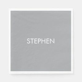 Gray minimalist custom name  serviette