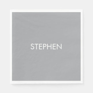 Gray minimalist custom name serviette