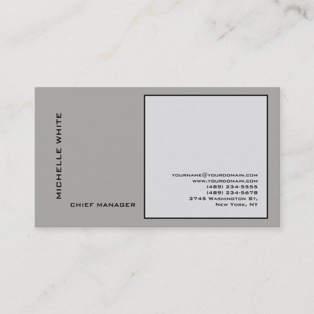Gray Minimalistisch Elegant Schlicht Beruflich Visitenkarte (Vorderseite)