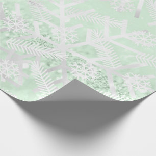 Gray Mint Glitzer Weihnachtsfeiertag Snowflake Joy Geschenkpapier