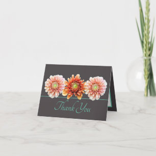 Gray Mint Orange Dahlias Floral Bouquet Vielen Dan Karte