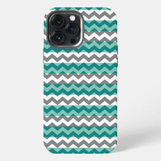 Gray Mint Zickzack Zigzag iPhone 13 Pro Max Hülle (Rückseite)