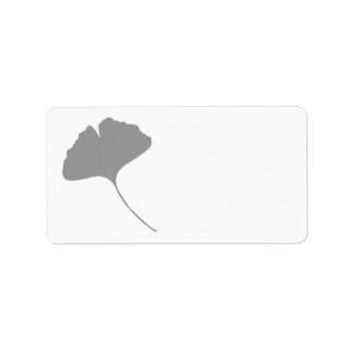 Gray Modern Ginkgo Biloba Cascading Blätter Grau Adressaufkleber