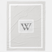 Gray Modern Simple Initial und Name Fleece Blanket