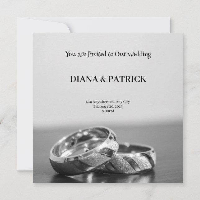 Gray Modern Wedding Einladung (Vorderseite)