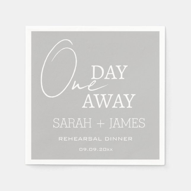 Gray Modern Wedding One Day Away Probe Dinner Serviette (Vorderseite)