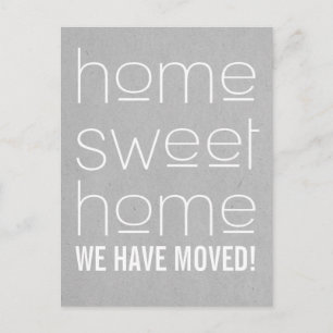Gray Modern Zuhause Sweet Zuhause Postcard Ankündigungspostkarte