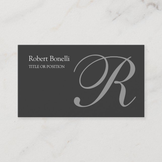 Gray Monogram Chic Business Card Visitenkarte (Vorderseite)