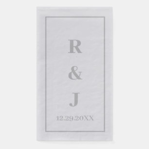 Gray Monogram Initials Custom Couple Name Silver Serviette