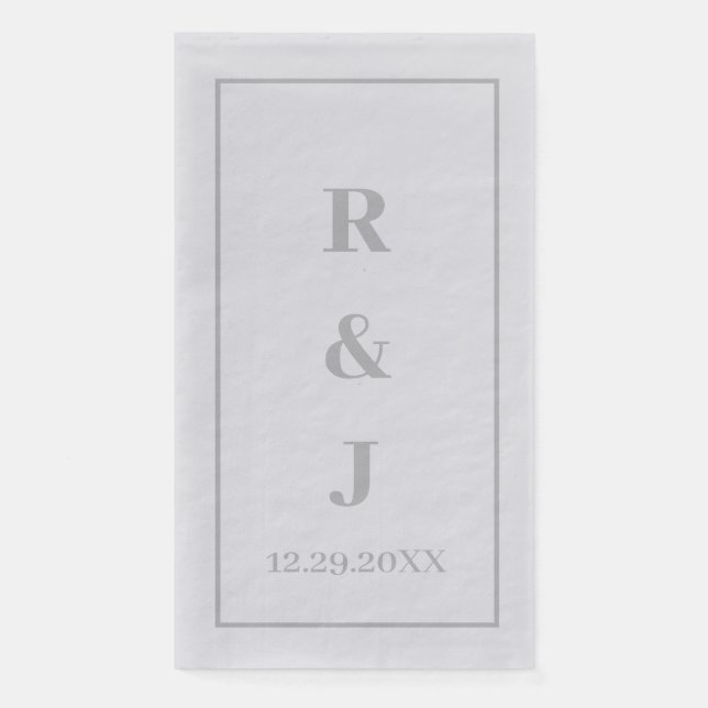 Gray Monogram Initials Custom Couple Name Silver Serviette (Vorderseite)