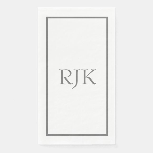 Gray Monogram Initials Individuelle Name Event 202 Serviette (Vorderseite)