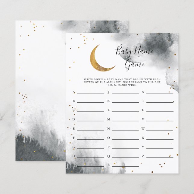 Gray Moon Baby Name Dusche Spiel (Vorne/Hinten)