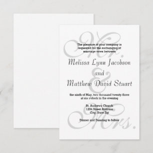 Gray Mr. & Mrs. - Einladung zur Hochzeit 3x5