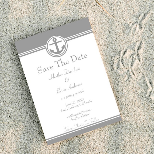 Gray Nautical Anchor Save the Date (Gray Nautical Anchor Save the Date)
