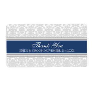 Gray Navy Blue Damask Wedelmarken