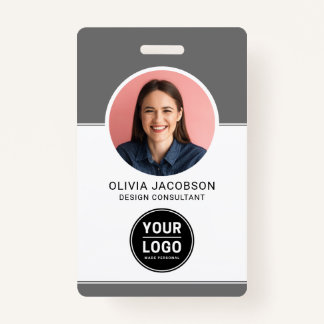 Gray Neutral Modern Company Employee Foto QR ID Ausweis