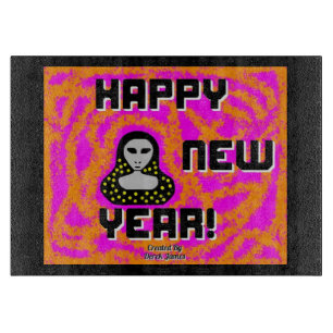 Gray New Year will Cutting Board Schneidebrett