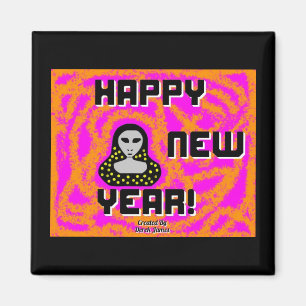 Gray New Year wünscht 2 Zoll Square Magnet