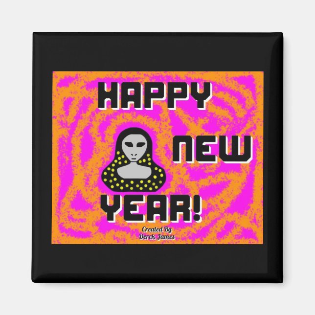 Gray New Year wünscht 2 Zoll Square Magnet (Vorne)