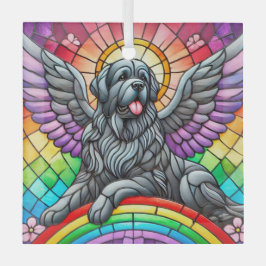 Gray Newfundland Angel Suncatcher Glass Ornament