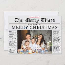 Gray Newspaper Frohe Weihnachts-Spaß-Fotokarte Einladung