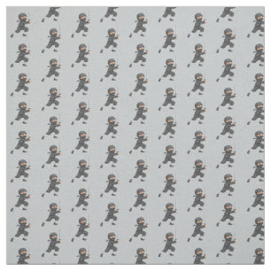 Gray Ninja Design Fabric Stoff