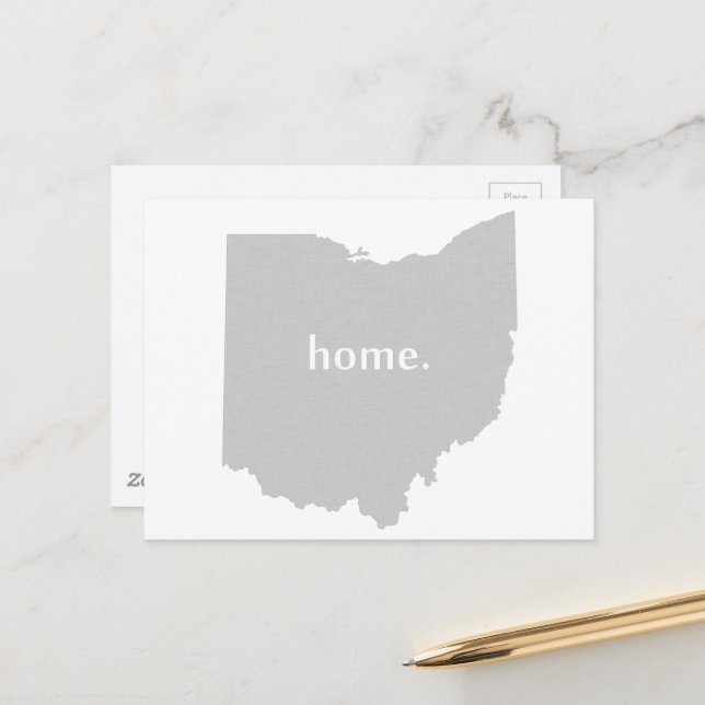 Gray Ohio Shaped Zuhause Gray Buckeye Staat Ohioan Postkarte (Vorderseite/Rückseite Beispiel)
