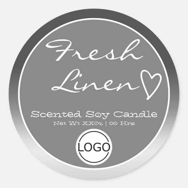 Gray Ombre Circle Logo Modèle Soy Candle Étiquette (Devant)