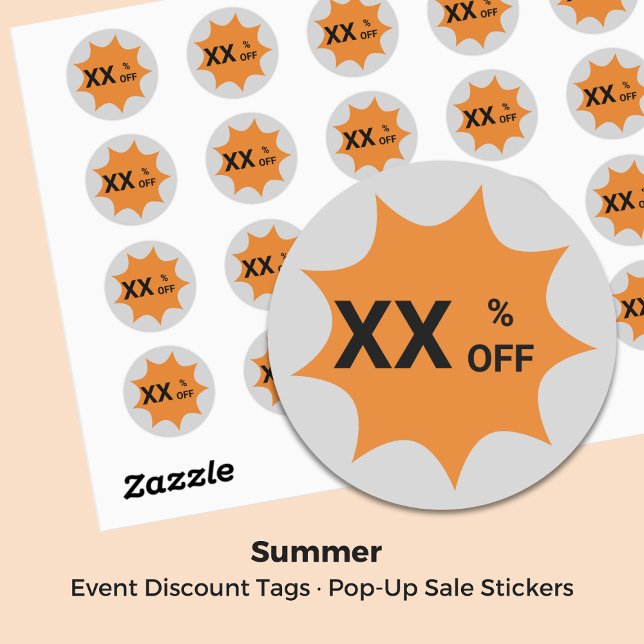 Gray & Orange ・ 9-Punkte-Rabatt auf den Verkauf vo Runder Aufkleber (Gray & Orange · 9-Point Bubble Sale Discount Tag)