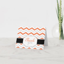 Gray & Orange Chevron Trendy Merci Cartes
