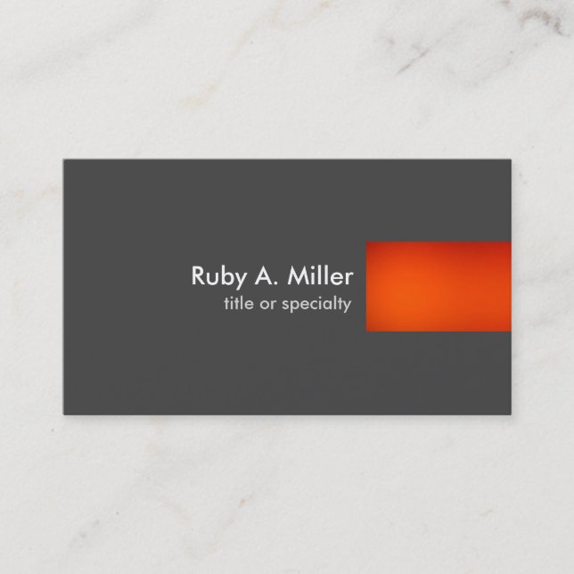 Gray Orange Modern Einzigartiger Schlichter Trend  Visitenkarte (Vorderseite)
